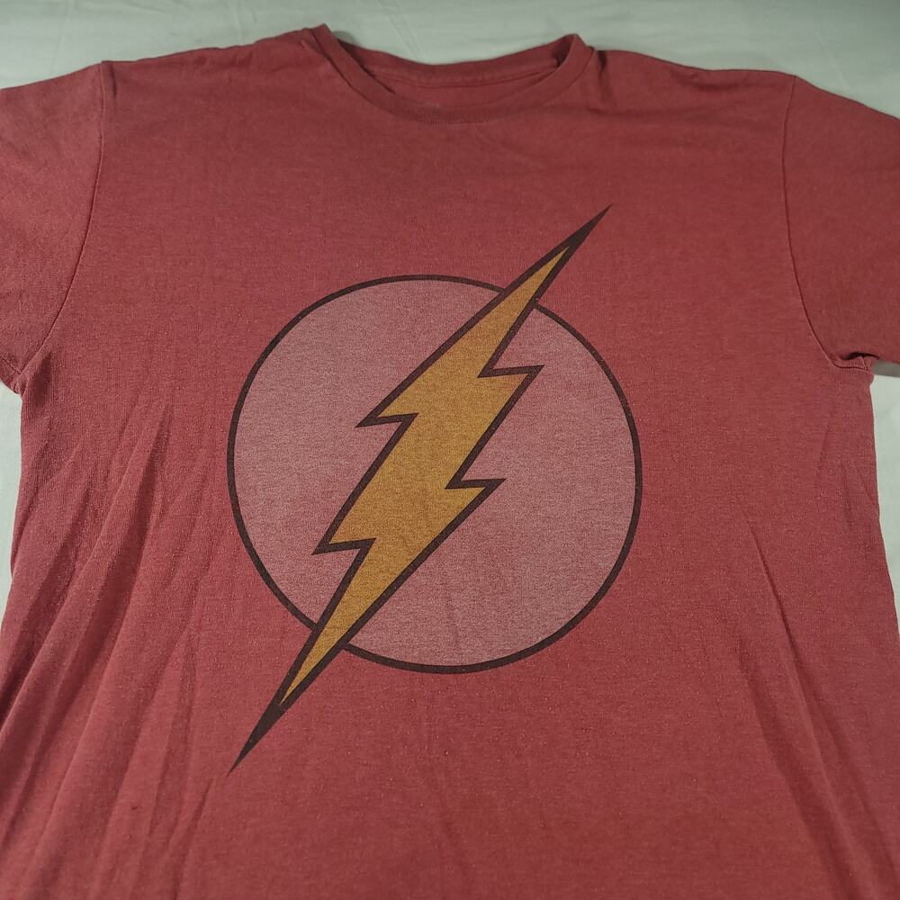 DC The Flash Short Sleeve Graphic Crew Neck T Shirt Mens Size Medium M Red White